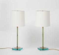 Pietro Chiesa Pair of Clear Glass and Brass Table Lamps by Pietro Chiesa for Fontana Arte - 4129891