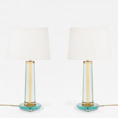 Pietro Chiesa Pair of Clear Glass and Brass Table Lamps by Pietro Chiesa for Fontana Arte - 4130416