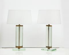 Pietro Chiesa Pietro Chiesa Pair of Fontana Arte Glass Brass Lamps Italy 1939 - 2736738