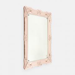 Pietro Chiesa Rare Rectangular Pink Rose Etched Glass Mirror by Pietro Chiesa - 4803931