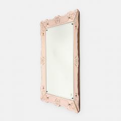 Pietro Chiesa Rare Rectangular Pink Rose Etched Glass Mirror by Pietro Chiesa - 4803932