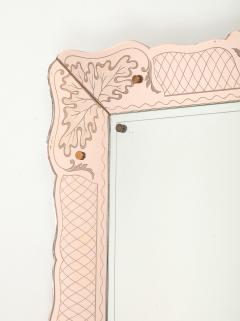 Pietro Chiesa Rare Rectangular Pink Rose Etched Glass Mirror by Pietro Chiesa - 4803934