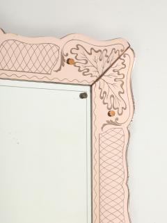 Pietro Chiesa Rare Rectangular Pink Rose Etched Glass Mirror by Pietro Chiesa - 4803936