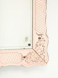 Pietro Chiesa Rare Rectangular Pink Rose Etched Glass Mirror by Pietro Chiesa - 4803938