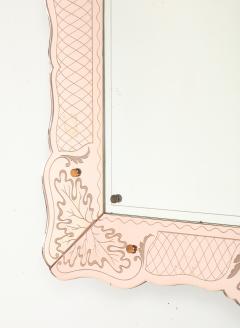 Pietro Chiesa Rare Rectangular Pink Rose Etched Glass Mirror by Pietro Chiesa - 4803940