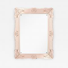 Pietro Chiesa Rare Rectangular Pink Rose Etched Glass Mirror by Pietro Chiesa - 4804014