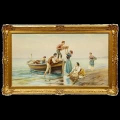 Pietro Gabrini Pietro Gabrini Italian 1856 1926 An Extremely Fine Hand Painted Watercolor - 3880362