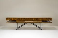 Pietro Lingeri Pietro Lingeri Geometric Showcase in Walnut Brass Metal and Glass Italy 1939 - 3910860