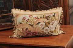 Pillow Made from a 19th Century French Tapestry with Floral D cor and Tassels - 3451038