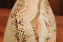Pillow Made from a 19th Century French Tapestry with Floral D cor and Tassels - 3451178
