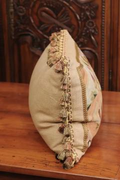 Pillow Made from a 19th Century French Tapestry with Floral D cor and Tassels - 3451185