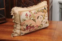 Pillow Made from a 19th Century French Tapestry with Floral D cor and Tassels - 3461717
