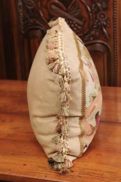 Pillow Made from a 19th Century French Tapestry with Floral D cor and Tassels - 3461732
