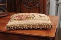 Pillow Made from a 19th Century French Tapestry with Floral D cor and Tassels - 3461819