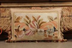 Pillow Made from a 19th Century French Tapestry with Floral D cor and Tassels - 3472454
