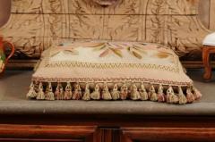 Pillow Made from a 19th Century French Tapestry with Floral D cor and Tassels - 3472455