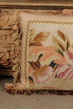 Pillow Made from a 19th Century French Tapestry with Floral D cor and Tassels - 3472460