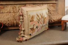 Pillow Made from a 19th Century French Tapestry with Floral D cor and Tassels - 3472473