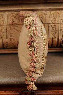 Pillow Made from a 19th Century French Tapestry with Floral D cor and Tassels - 3472491