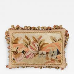 Pillow Made from a 19th Century French Tapestry with Floral D cor and Tassels - 3479175