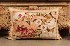 Pillow Made from a 19th Century French Tapestry with Floral D cor and Tassels - 3472471