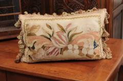 Pillow Made from a 19th Century French Tapestry with Floral Decor and Tassels - 3461549