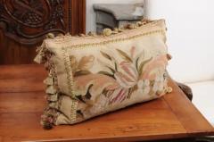 Pillow Made from a 19th Century French Tapestry with Floral Decor and Tassels - 3461684