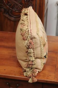 Pillow Made from a 19th Century French Tapestry with Floral Decor and Tassels - 3461719