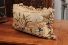Pillow Made from a 19th Century French Tapestry with Floral Decor and Tassels - 3461809