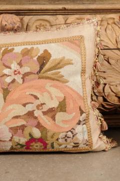 Pillow Made from a 19th Century French Tapestry with Floral Decor and Tassels - 3461681