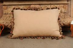 Pillow Made from a 19th Century French Tapestry with Floral Decor and Tassels - 3461796