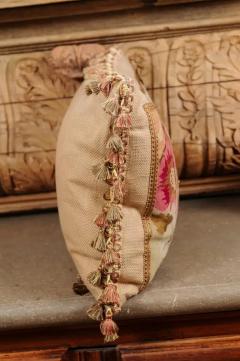 Pillow Made from a 19th Century French Tapestry with Floral Decor and Tassels - 3461822