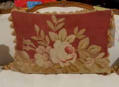 Pillows Made from 19th Century Antique French Aubusson Gold Red Beige - 3414954