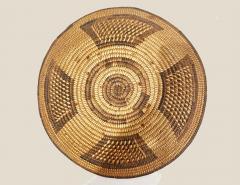 Pima Akimel OOdham basketry tray with trapezoidal designs - 3810330