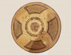 Pima Akimel OOdham basketry tray with trapezoidal designs - 4600792