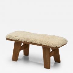 Pinewood Bench with Upholstered Seat by Krogen s Norway 1960s - 3855014