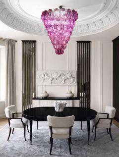 Pink Amethyst color Shell Murano Glass Huge Chandelier 1980 - 3834071