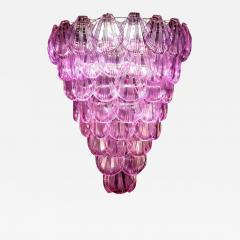 Pink Amethyst color Shell Murano Glass Huge Chandelier 1980 - 3834655