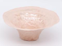 Pink Ceramic Bowl with Pearl Luster Stripe 21st Century - 3837048