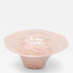 Pink Ceramic Bowl with Pearl Luster Stripe 21st Century - 3841484