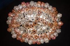 Pink Iridescent and Clear Oval Shaped Poliedri Chandelier 1955 - 2157180