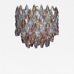 Pink Iridescent and Clear Oval Shaped Poliedri Chandelier 1955 - 2158486