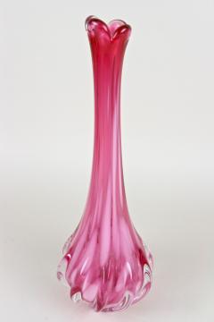 Pink Long Neck Murano Glass Vase 20th Century Italy circa 1970 - 3539944