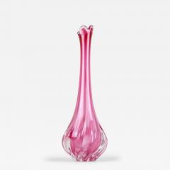 Pink Long Neck Murano Glass Vase 20th Century Italy circa 1970 - 3540910