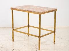 Pink Marble and Brass Side Table France 1970s - 3915735