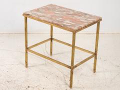 Pink Marble and Brass Side Table France 1970s - 3915736