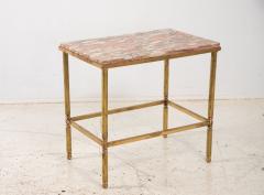 Pink Marble and Brass Side Table France 1970s - 3915737