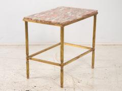 Pink Marble and Brass Side Table France 1970s - 3915738