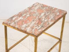 Pink Marble and Brass Side Table France 1970s - 3915739