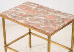 Pink Marble and Brass Side Table France 1970s - 3915740